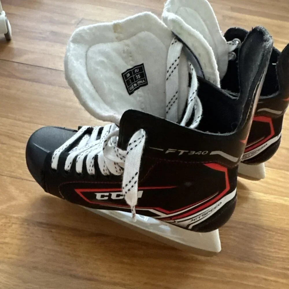 CCM Kids Black and White Ice Skates